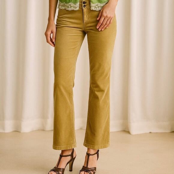 Y2K Express Gold Velvet Bootcut Pants Size 10 Boho Classic Heritage Preppy - Picture 10 of 10